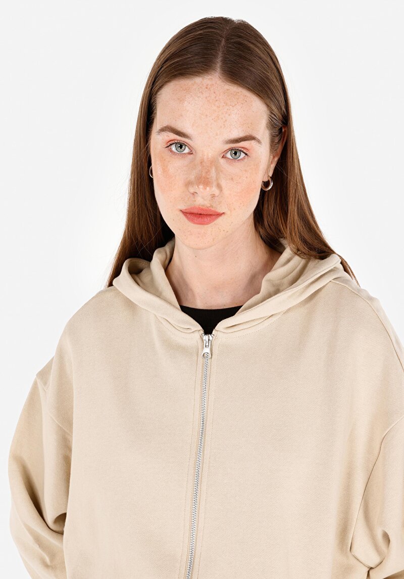 Imagine a Hanorac / Bluza De Dama Bej Regular Fit Cl1070187