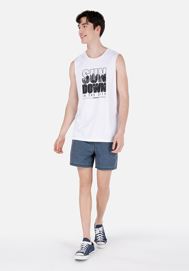 Imagine a Pantaloni Scurți De Baie Albaștri Pentru Bărbați Slim Fit