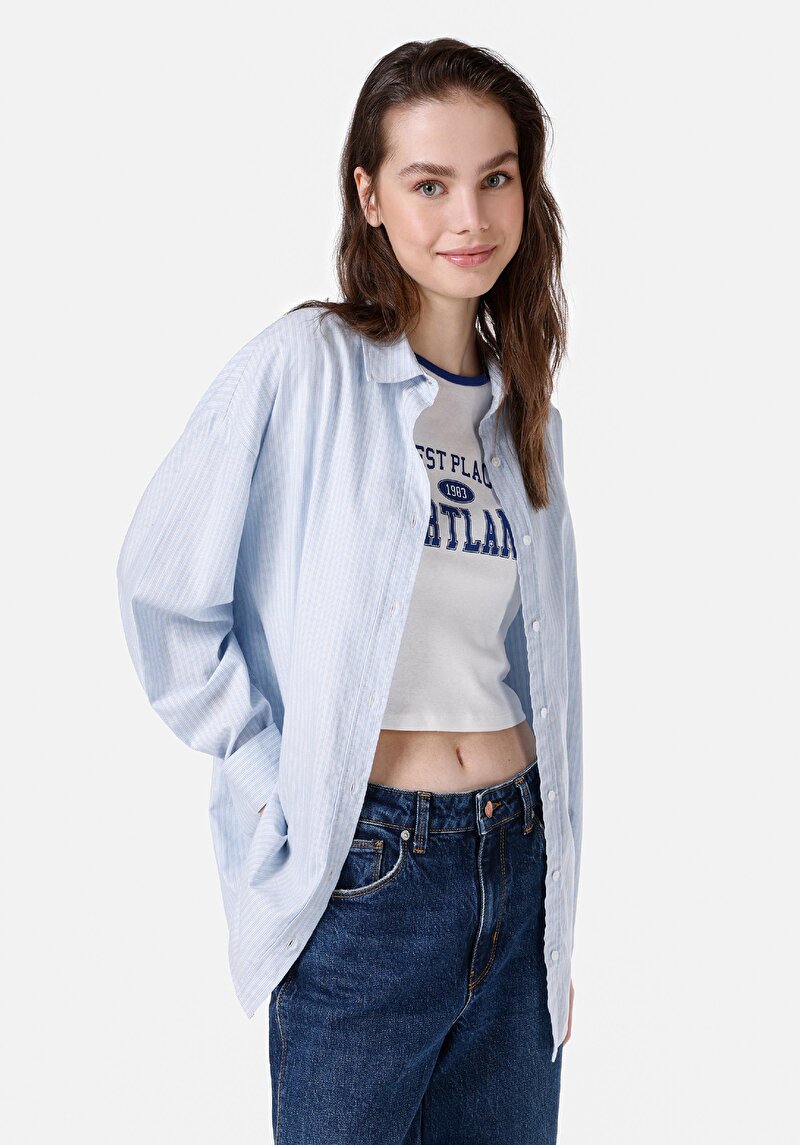 Imagine a Camasa Cu Maneca Lunga De Dama Albastru Regular Fit Cl1065662