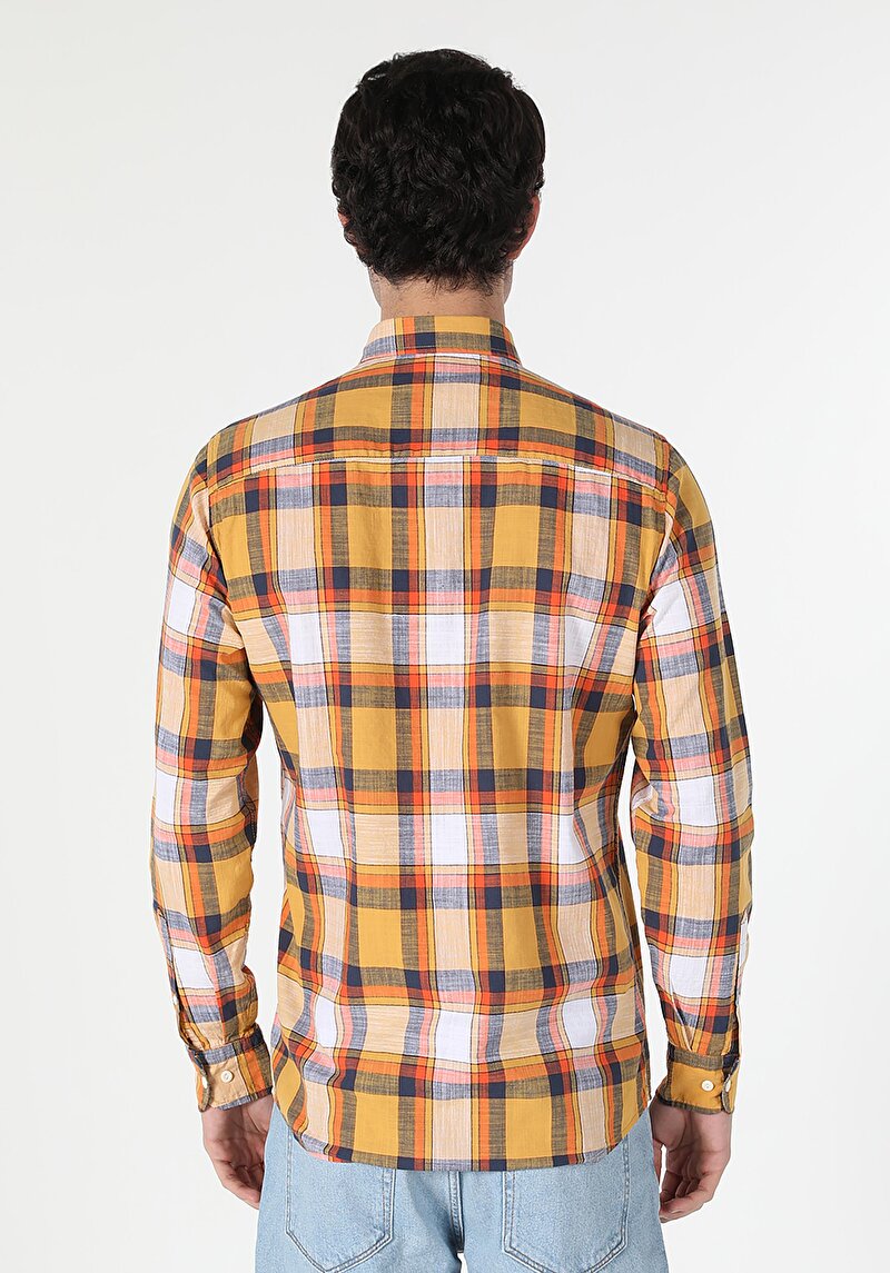 Afișați detalii pentru Cămașă Cu Gât În Carouri Cămașă Cu Mânecă Lungă Sari Pentru Bărbați