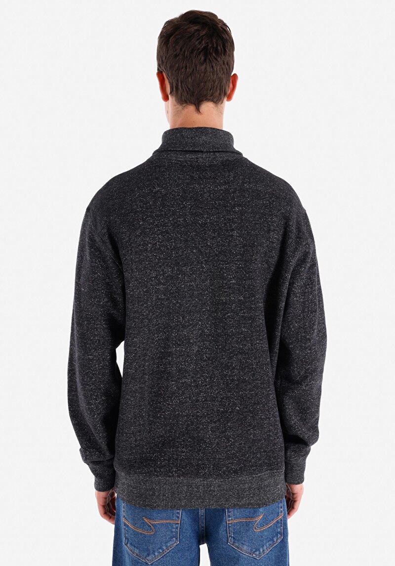 Afișați detalii pentru Confort Fit Turtleneck Drept Bărbați Negru Tricou Cu Mânecă Lungă