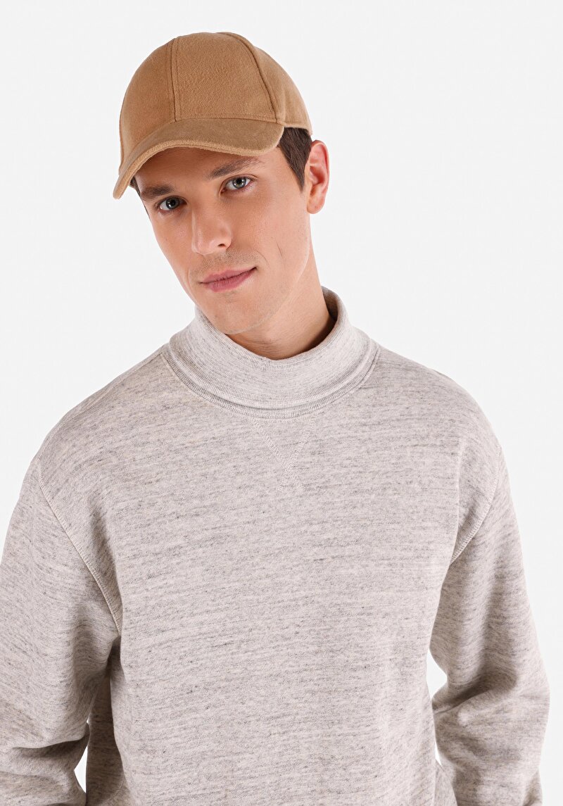 Afișați detalii pentru Confort Fit Turtleneck Drept Bărbați Stone Tricou Cu Mânecă Lungă