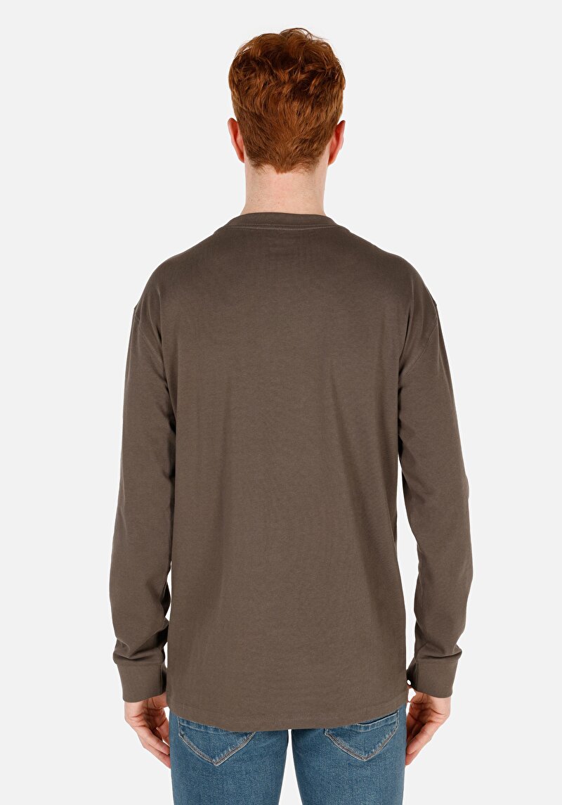 Imagine a Tricou Cu Maneca Lunga De Barbati Kaki Regular Fit Cl1065666