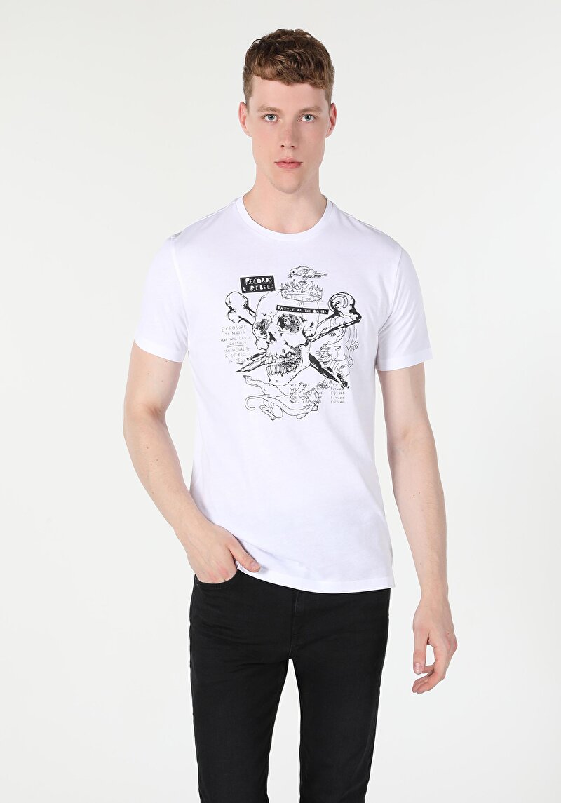 Imagine a Tricou Cu Maneca Scurta De Barbati Alb Regular Fit  Cl1059602