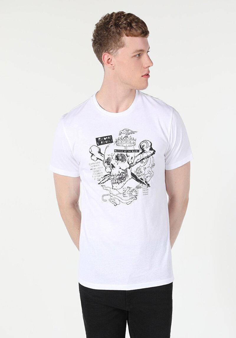 Afișați detalii pentru Tricou Cu Maneca Scurta De Barbati Alb Regular Fit  Cl1059602