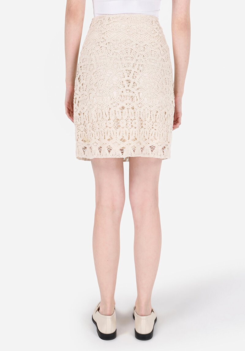 Imagine a Regular Fit Jacquard Fermoar Fustă Ecru Pentru Femei