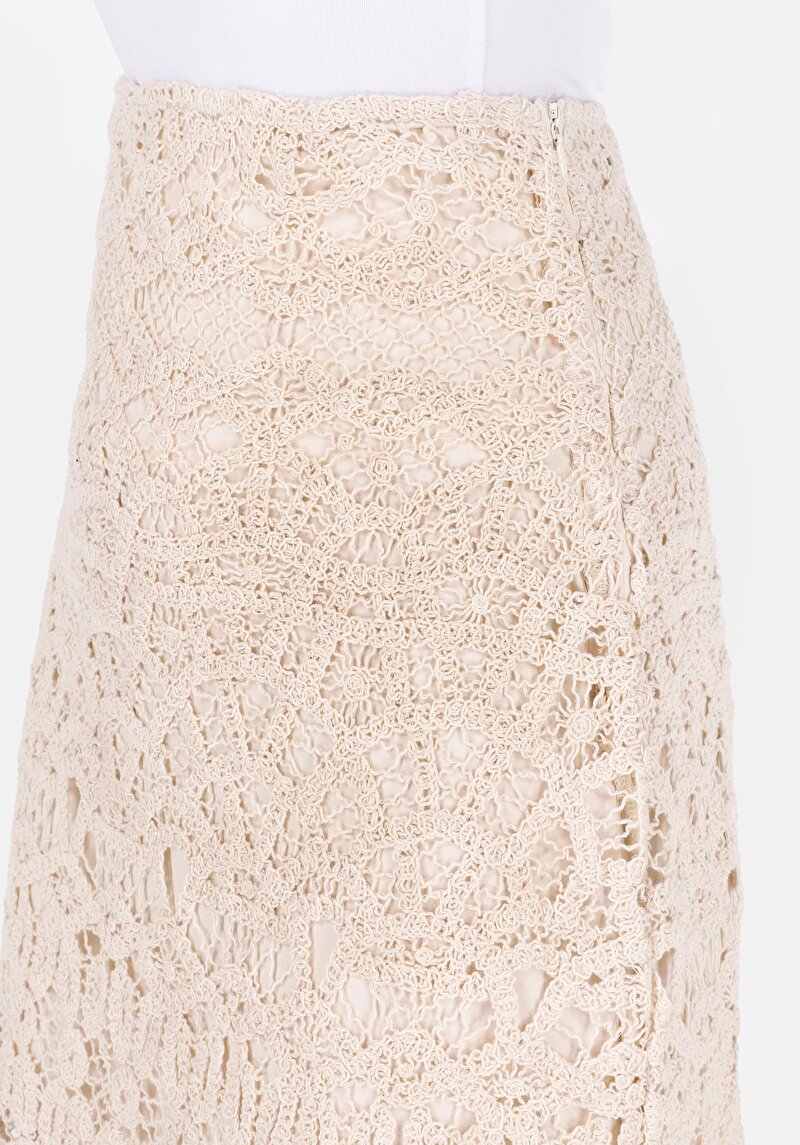Afișați detalii pentru Regular Fit Jacquard Fermoar Fustă Ecru Pentru Femei