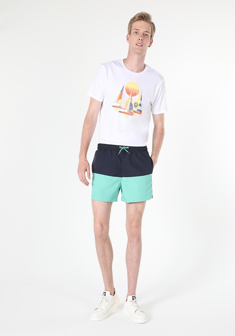 Imagine a Pantaloni Scurți De Baie Verzi Pentru Bărbați Slim Fit Straight