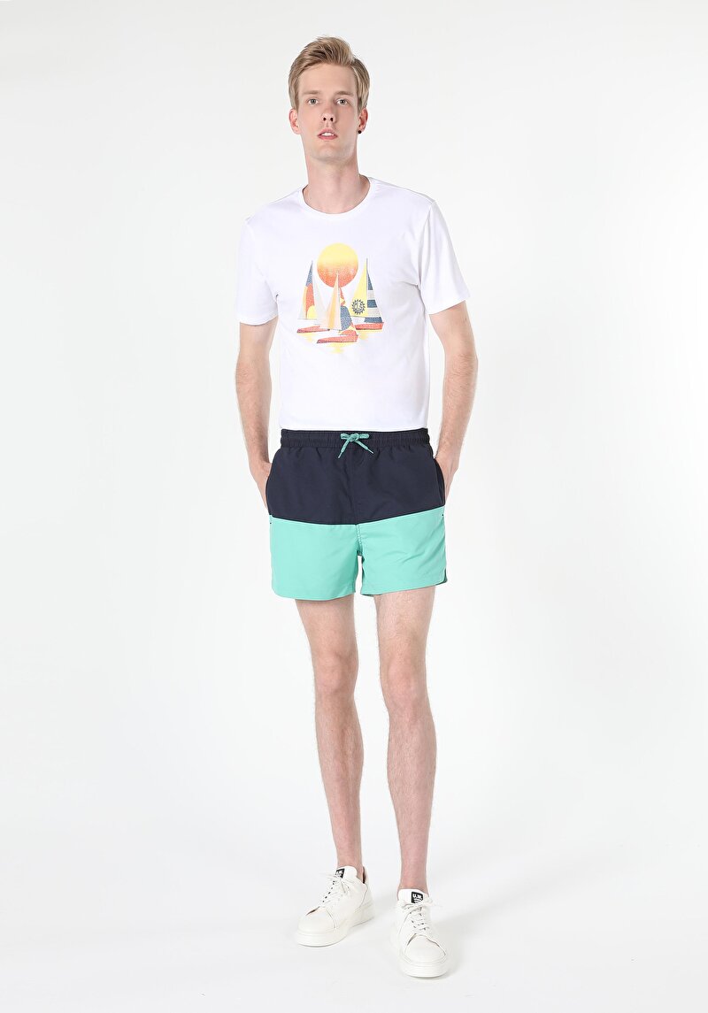 Imagine a Pantaloni Scurți De Baie Verzi Pentru Bărbați Slim Fit Straight