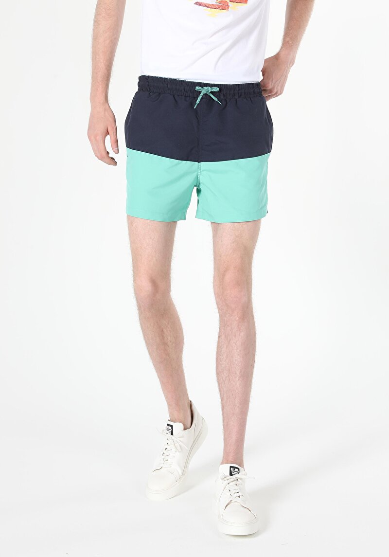 Afișați detalii pentru Pantaloni Scurți De Baie Verzi Pentru Bărbați Slim Fit Straight