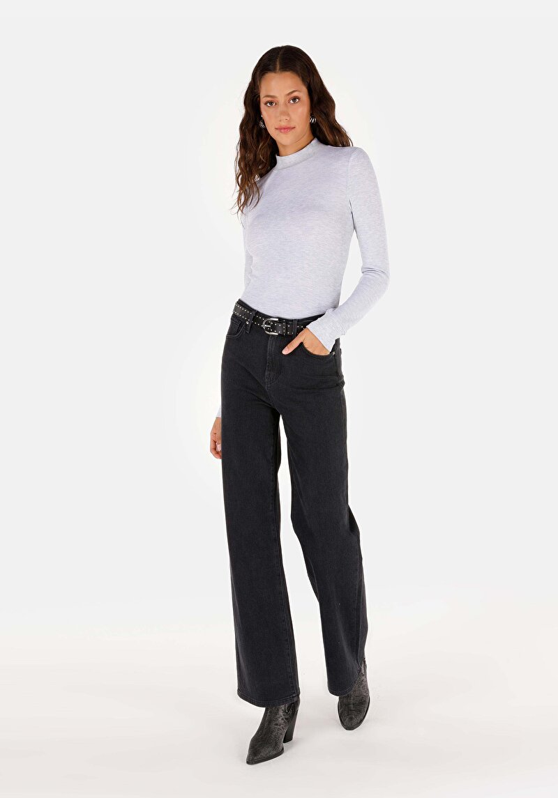 Afișați detalii pentru Tricou Cu Maneca Lunga De Dama Gri Slim Fit  Cl1070198