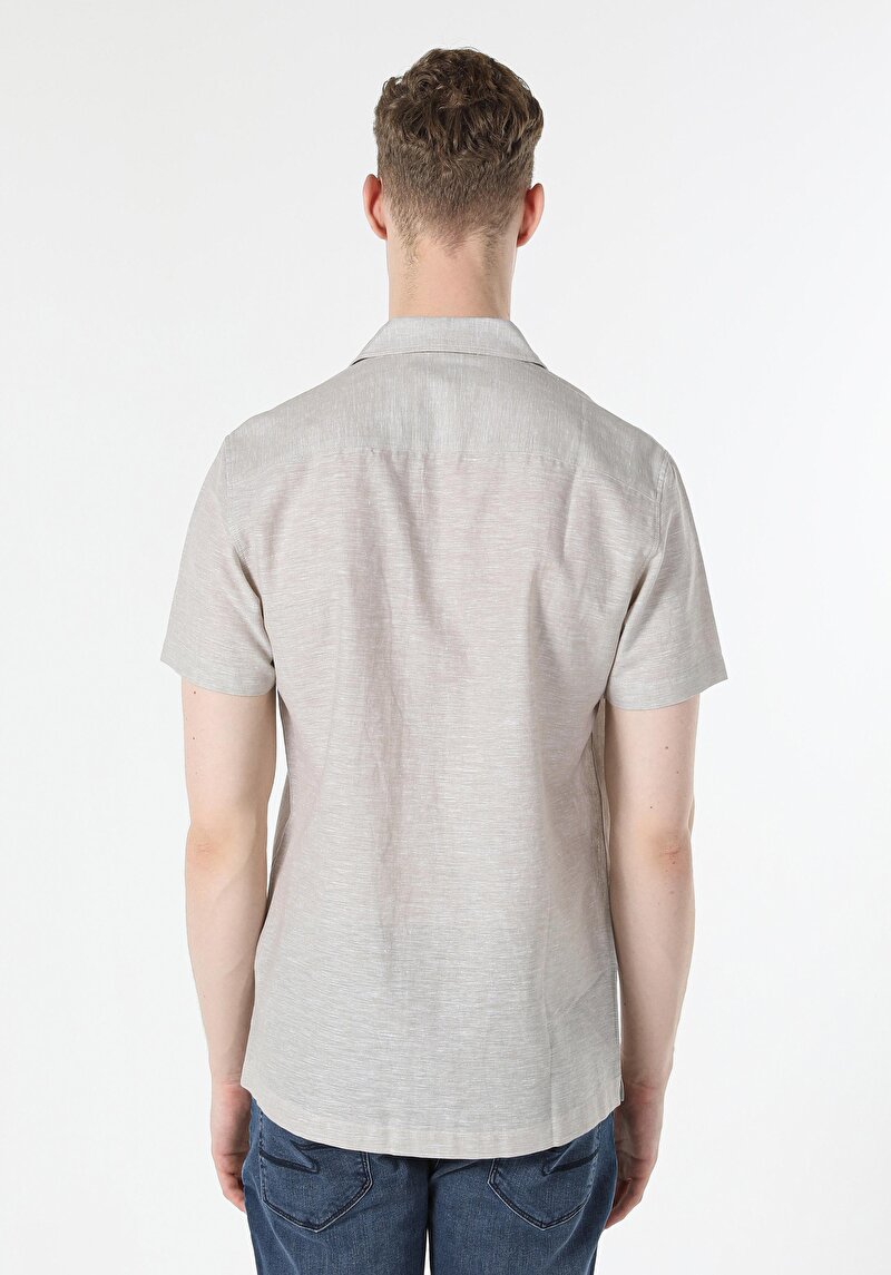 Afișați detalii pentru Camasa Cu Maneca Scurta De Barbati Bej Regular Fit  Cl1048299