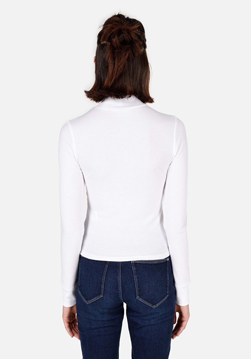 Afișați detalii pentru Tricou Cu Maneca Lunga De Dama Alb Slim Fit  Cl1070198