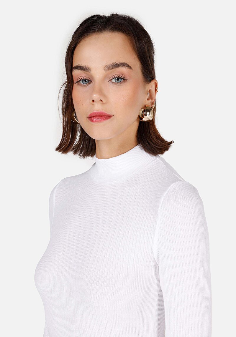 Afișați detalii pentru Tricou Cu Maneca Lunga De Dama Alb Slim Fit  Cl1070198