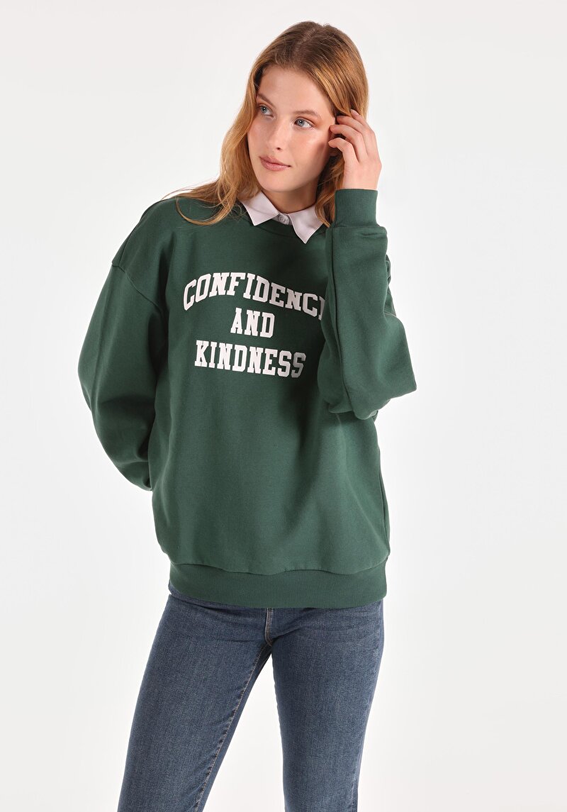 Imagine a Hanorac / Bluza De Dama Verde Comfort Fit Cl1065681