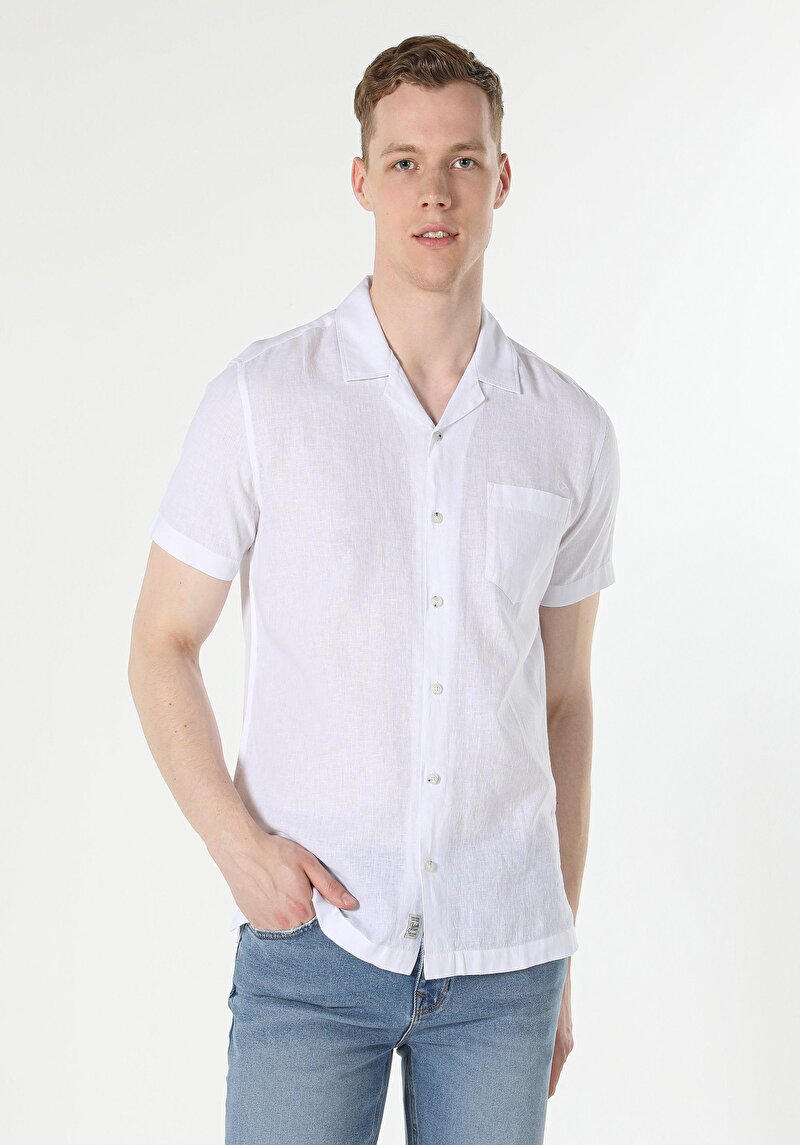 Imagine a Camasa Cu Maneca Scurta De Barbati Alb Regular Fit  Cl1048299