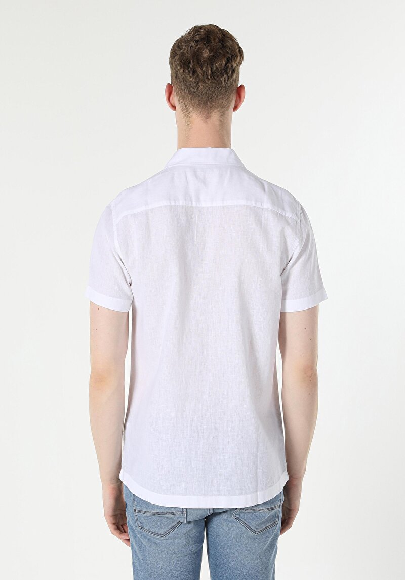 Imagine a Camasa Cu Maneca Scurta De Barbati Alb Regular Fit Cl1048299