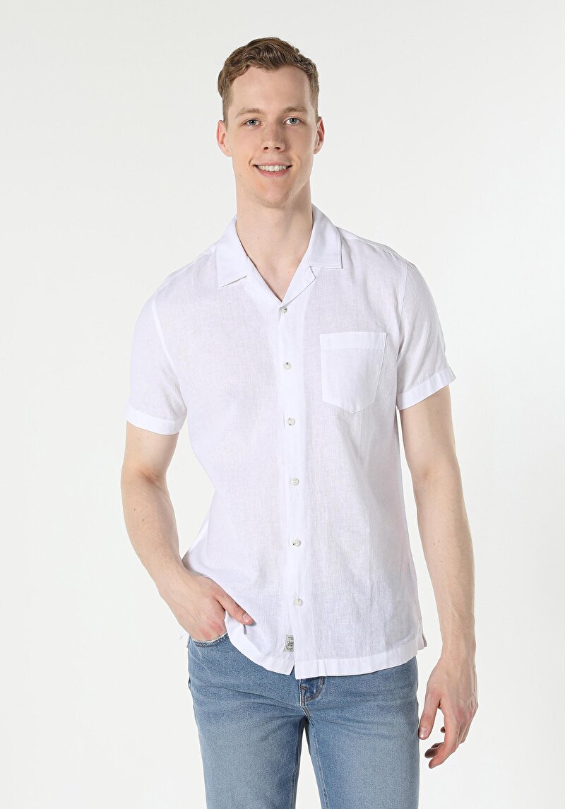 Imagine a Camasa Cu Maneca Scurta De Barbati Alb Regular Fit  Cl1048299