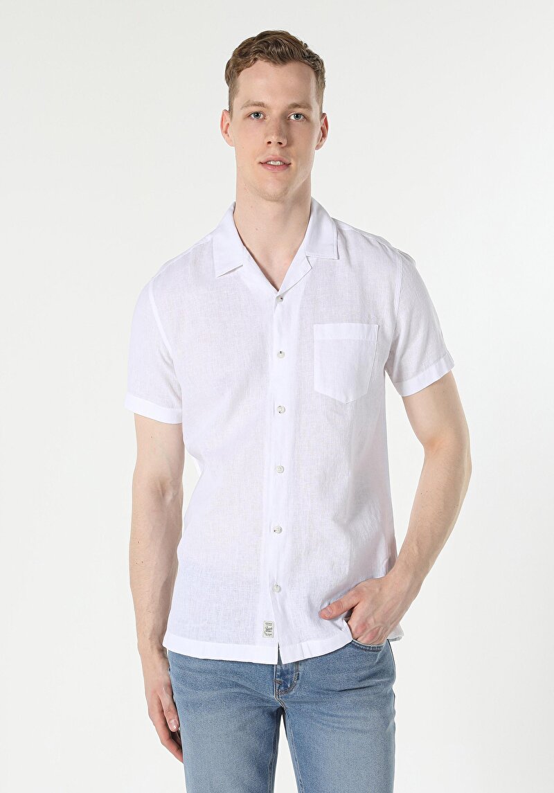Imagine a Camasa Cu Maneca Scurta De Barbati Alb Regular Fit  Cl1048299