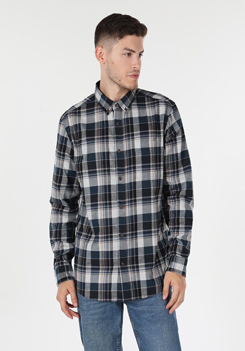 Imagine a Camasa Cu Maneca Lunga De Barbati Albastru Marin Cl1059633