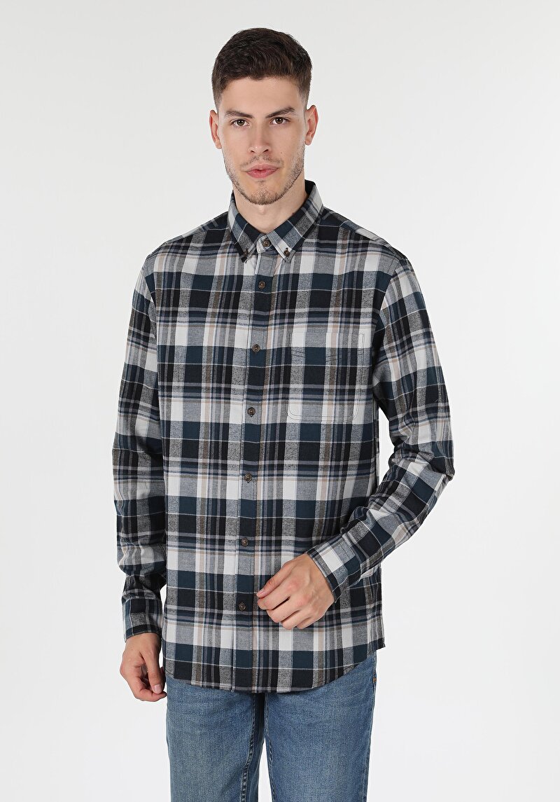 Afișați detalii pentru Camasa Cu Maneca Lunga De Barbati Albastru Marin   Cl1059633