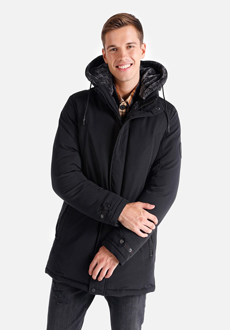 Imagine a Palton De Barbati Negru Regular Fit Cl1060983