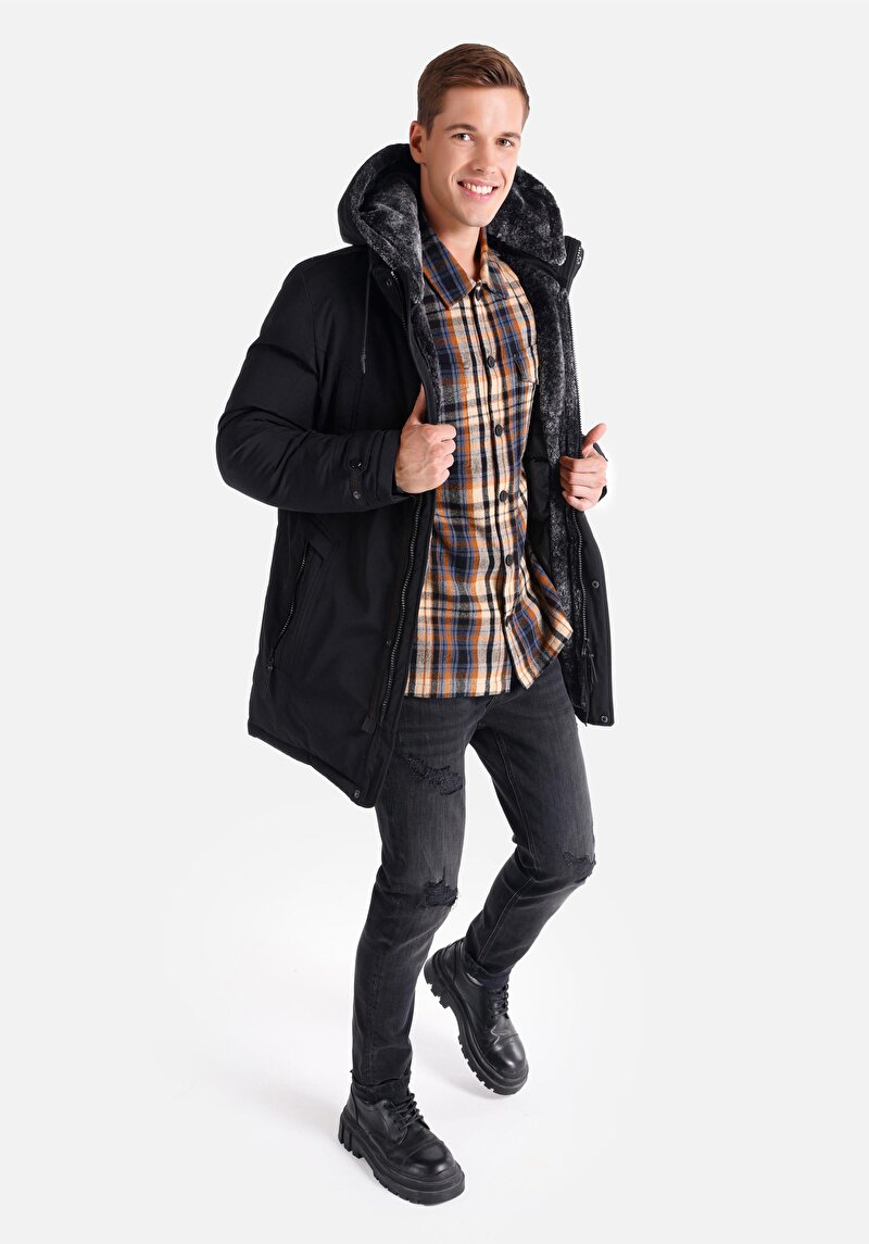 Imagine a Palton De Barbati Negru Regular Fit Cl1060983