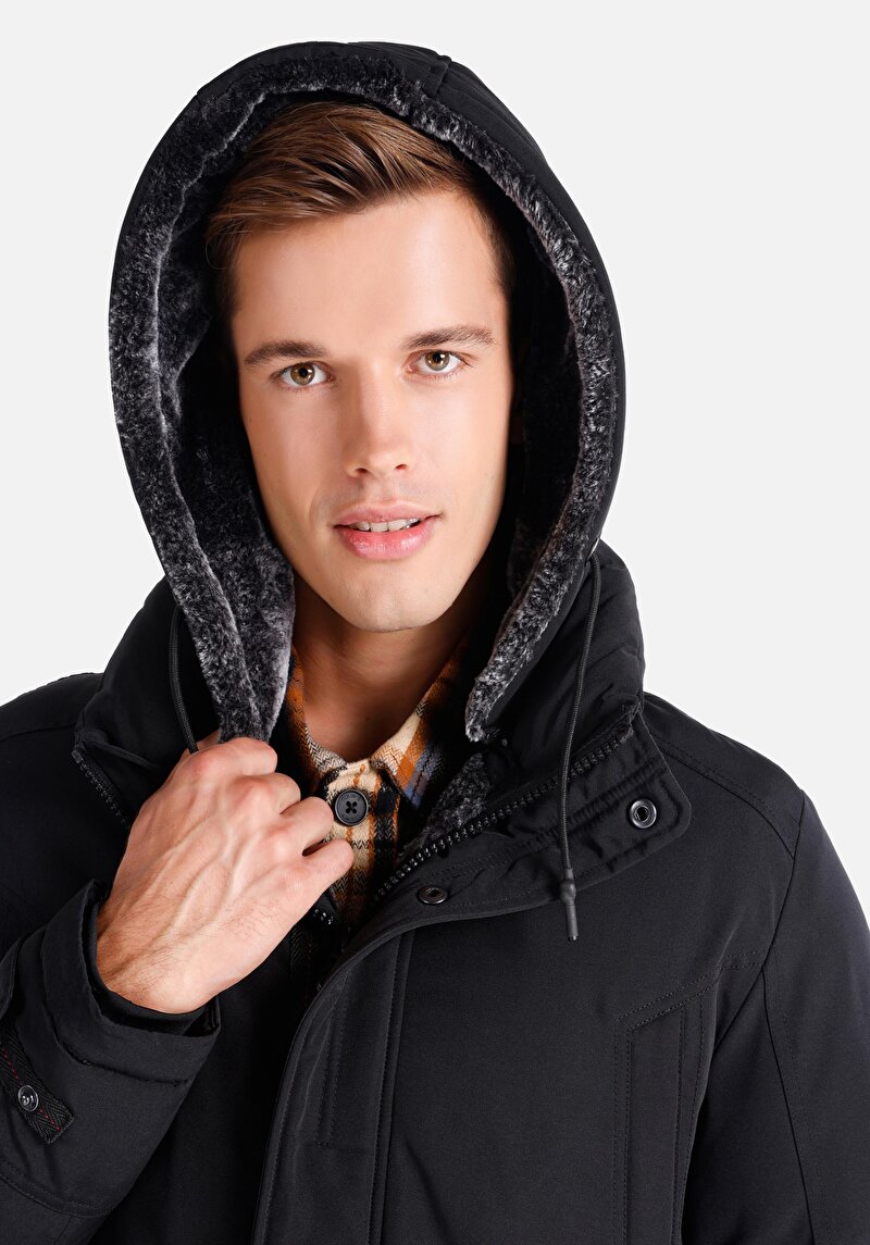 Imagine a Palton De Barbati Negru Regular Fit Cl1060983