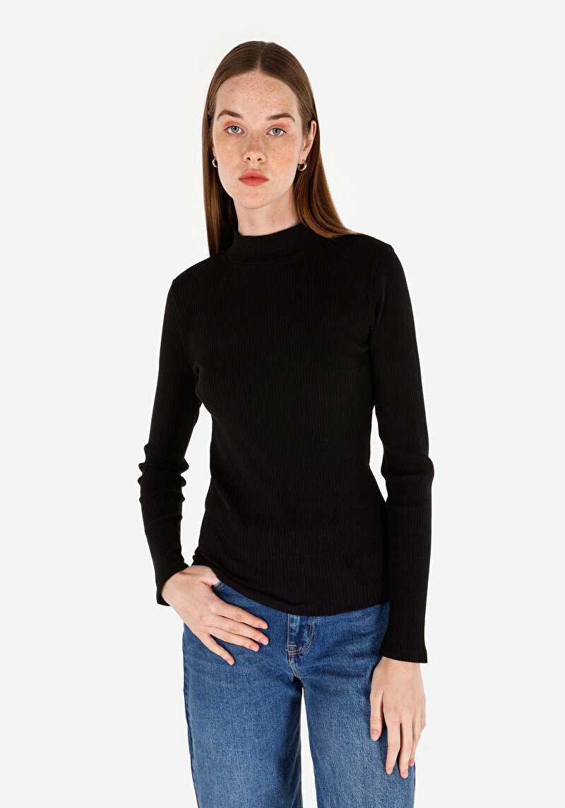 Imagine a Tricou Cu Maneca Lunga De Dama Negru Slim Fit  Cl1070199