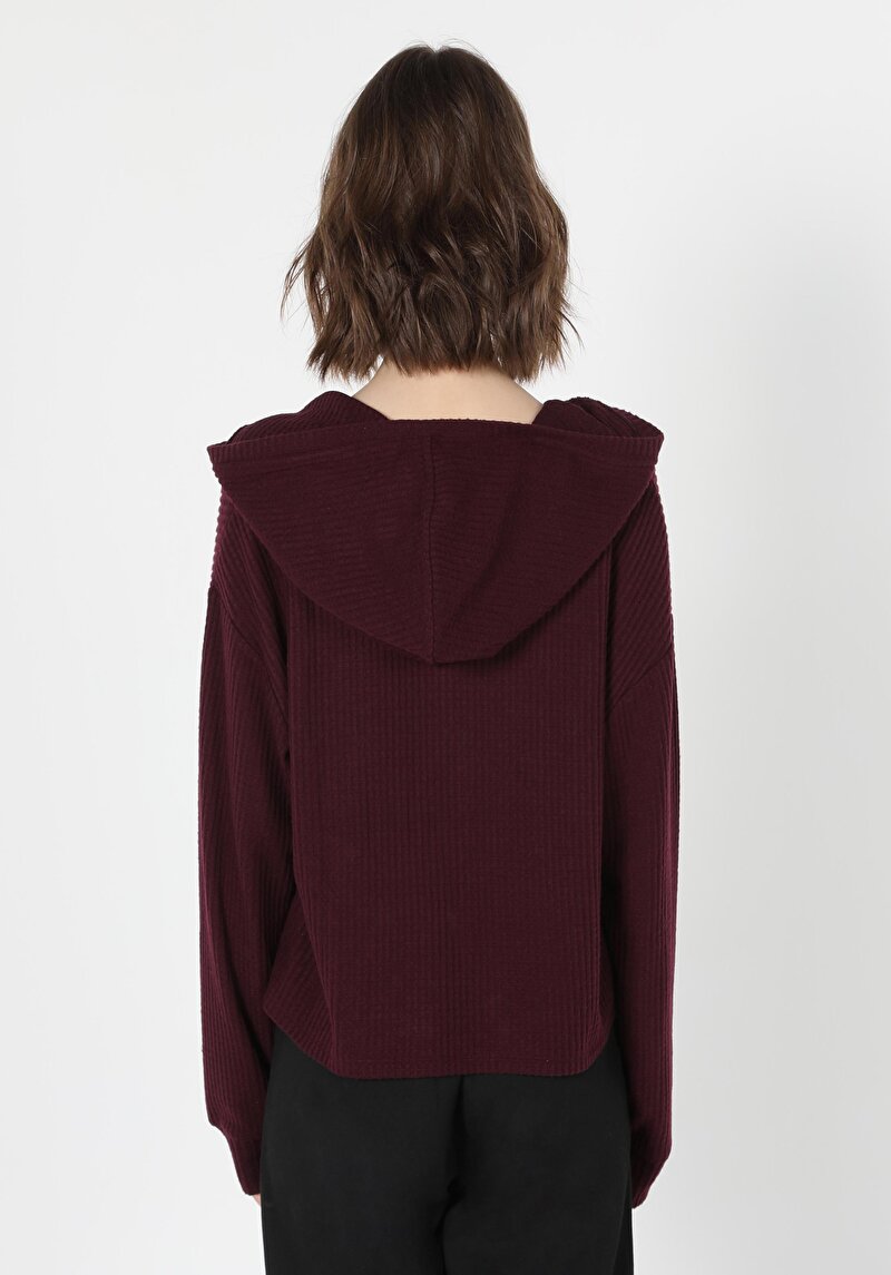 Imagine a Tricou Cu Maneca Lunga De Dama Bordo Regular Fit Cl1061002