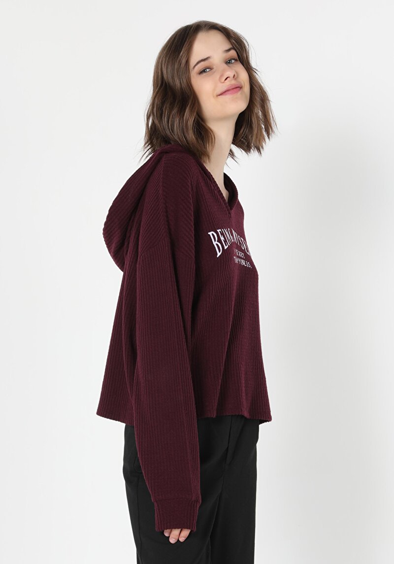 Imagine a Tricou Cu Maneca Lunga De Dama Bordo Regular Fit Cl1061002