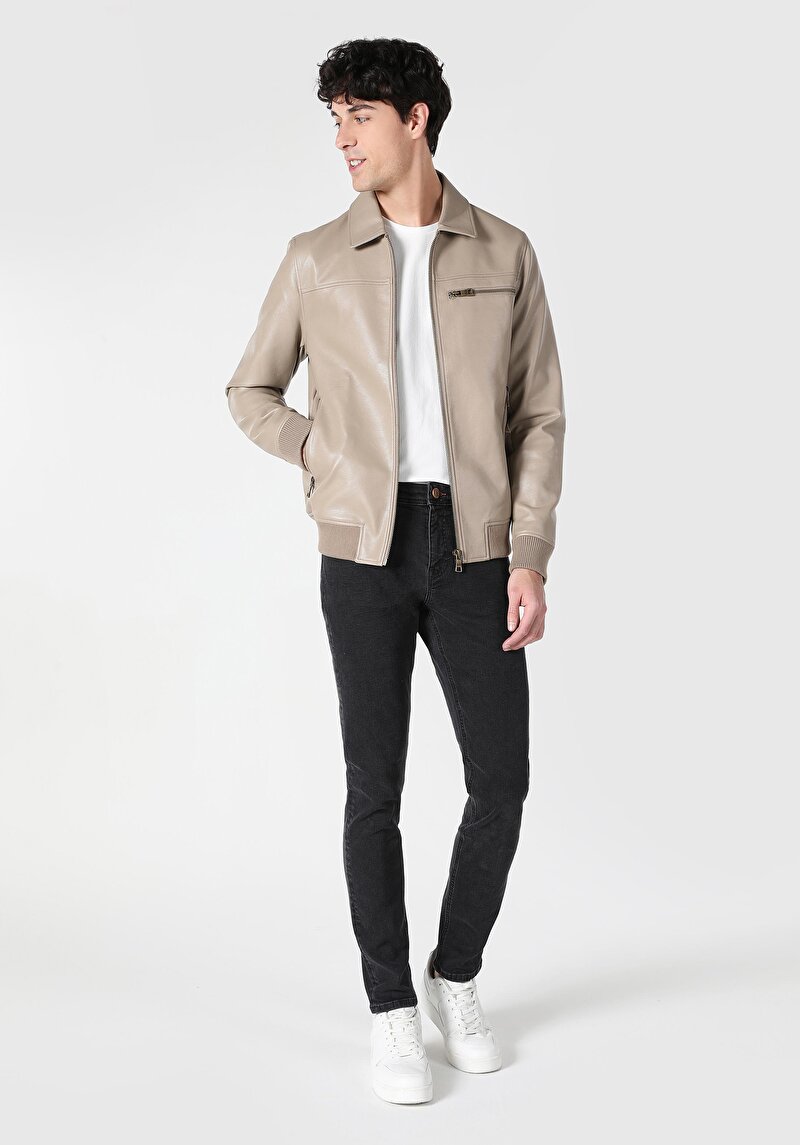 Imagine a Blugi Negri Pentru Bărbați Cu Talie Joasă Și Talie İngustă Slim Fit