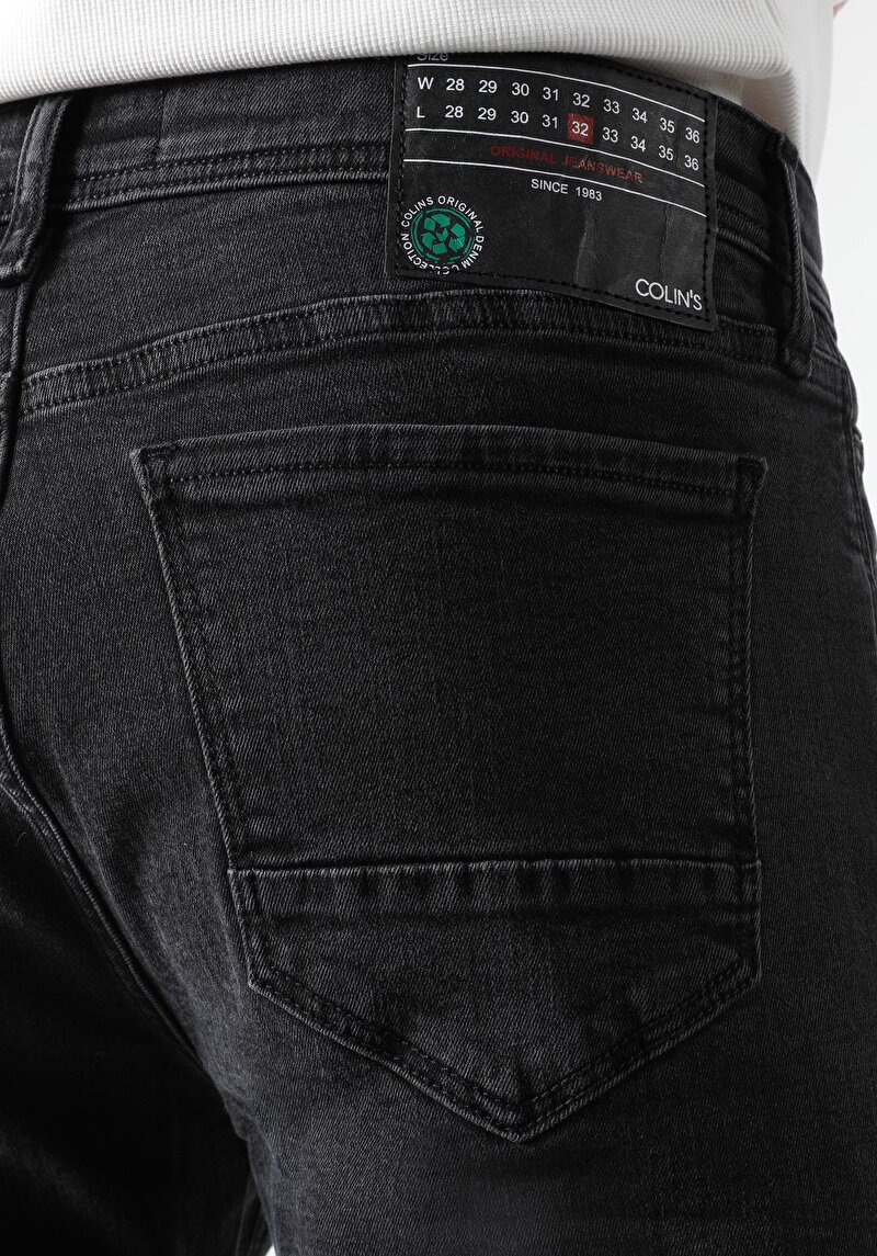 Afișați detalii pentru Blugi Negri Pentru Bărbați Cu Talie Joasă Și Talie İngustă Slim Fit