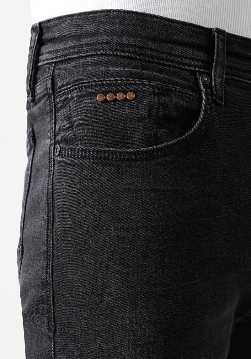 Afișați detalii pentru Blugi Negri Pentru Bărbați Cu Talie Joasă Și Talie İngustă Slim Fit