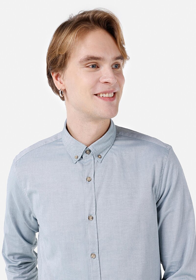 Imagine a Cămașă Slim Fit Cămașă Dreaptă Bărbați Verde Cămașă Cu Manșon Lung