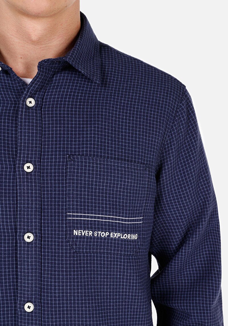 Afișați detalii pentru Camasa Cu Maneca Lunga De Barbati Albastru Marin Regular Fit  Cl1071027