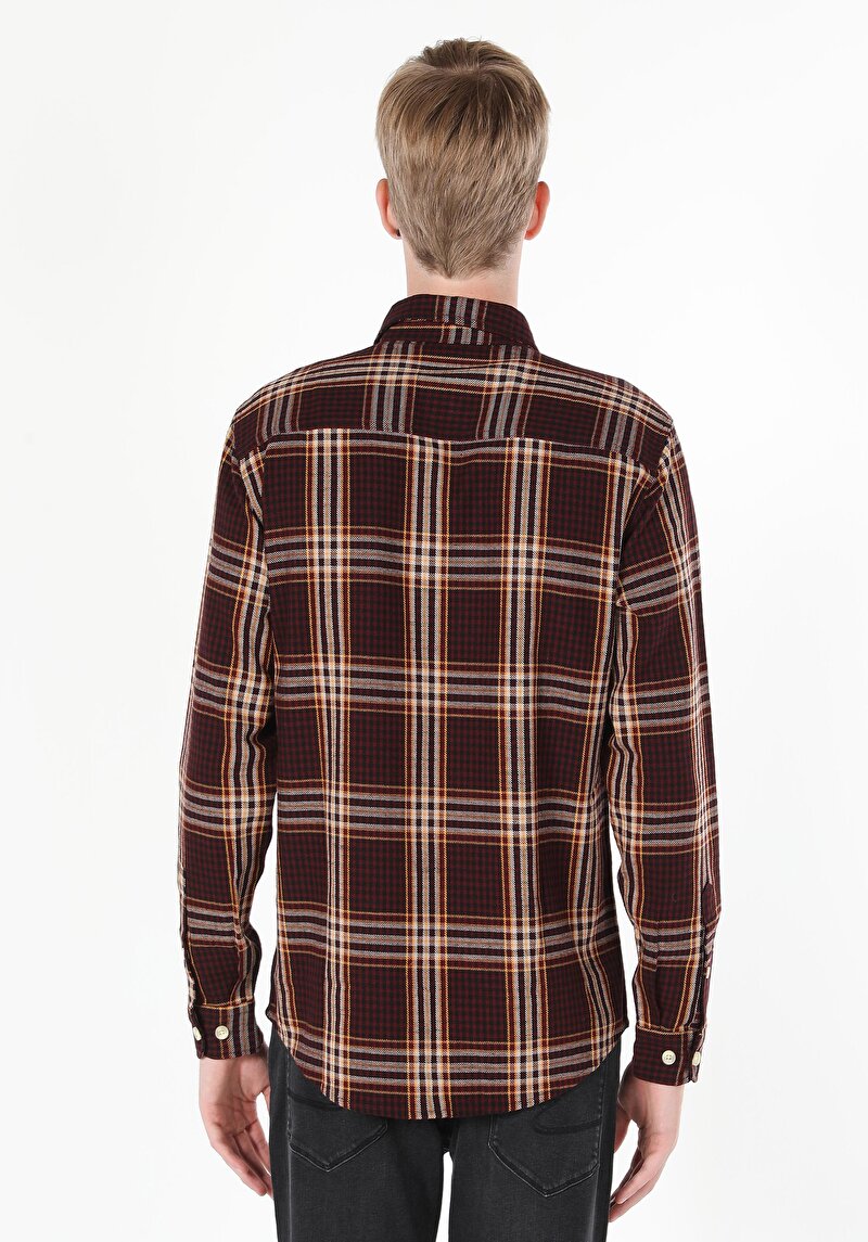 Imagine a Camasa Cu Maneca Lunga De Barbati Bordo Regular Fit Cl1061018