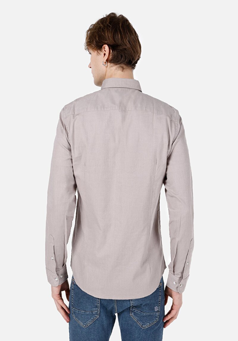 Imagine a Cămașă Slim Fit Cămașă Cu Mânecă Lungă Bej Pentru Bărbați