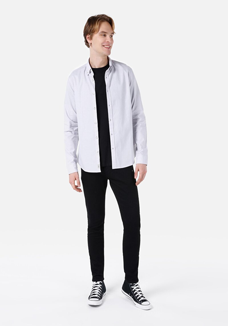 Imagine a Cămașă Slim Fit Neck Drept Cămașă Cu Mânecă Lungă Stone Pentru Bărbați