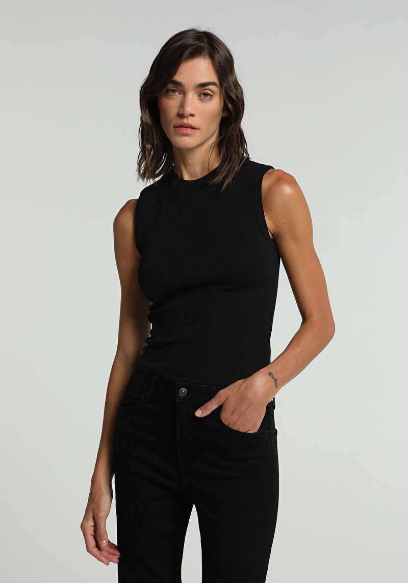 Imagine a Pulover Cu Mâneci Scurte De Dama Negru Slim Fit Cl1070207
