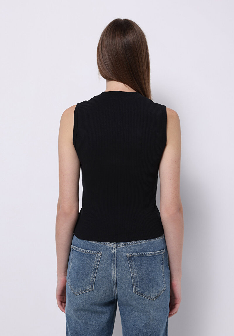 Imagine a Pulover Cu Mâneci Scurte De Dama Negru Slim Fit Cl1070207