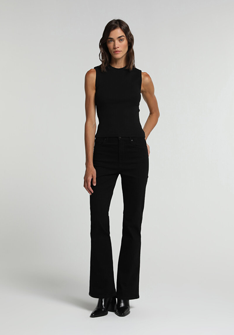 Imagine a Pulover Cu Mâneci Scurte De Dama Negru Slim Fit Cl1070207