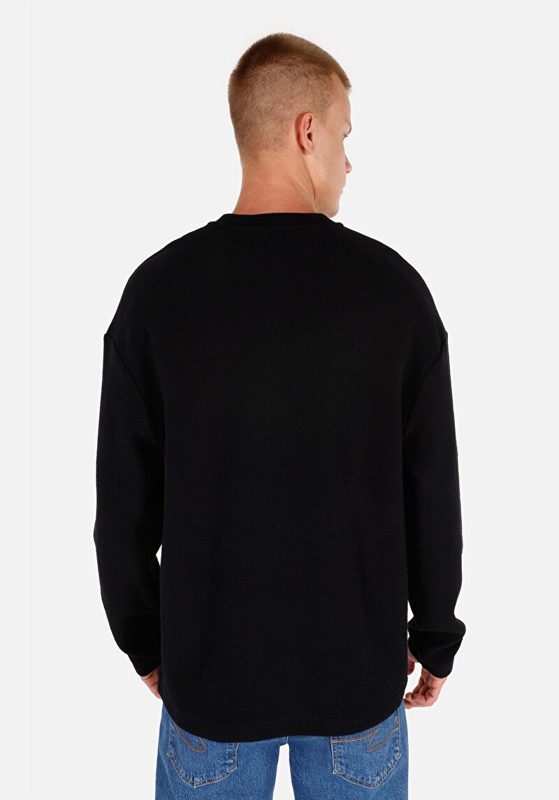 Imagine a Tricou Cu Maneca Lunga De Barbati Negru Comfort Fit Cl1071043