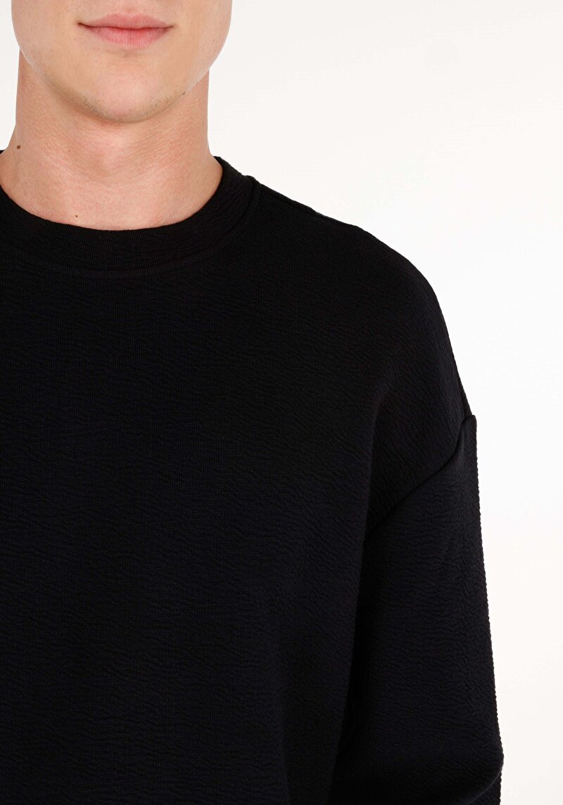 Afișați detalii pentru Tricou Cu Maneca Lunga De Barbati Negru Comfort Fit  Cl1071043