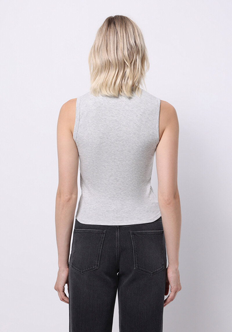 Imagine a Pulover Cu Mâneci Scurte De Dama Gri Slim Fit Cl1070207