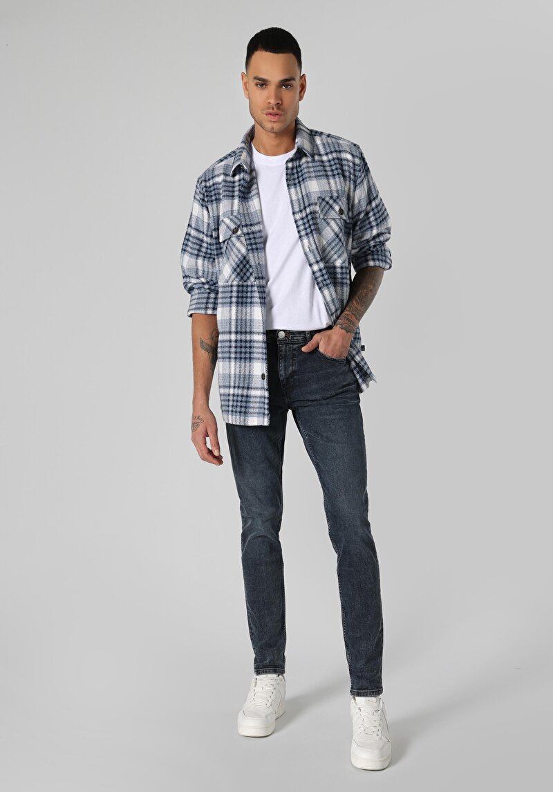 Imagine a Blugi Din Denim Pentru Bărbați Cu Talie Joasă Și Talie İngustă Slim Fit