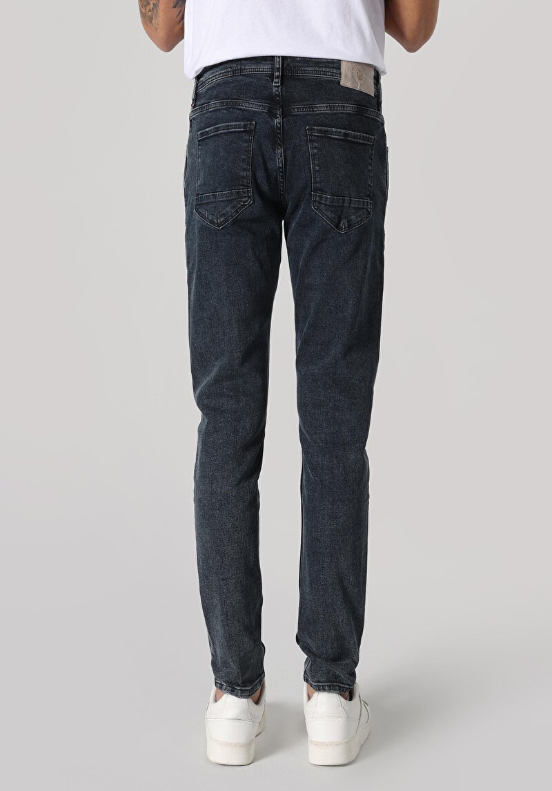 Imagine a Blugi Din Denim Pentru Bărbați Cu Talie Joasă Și Talie İngustă Slim Fit