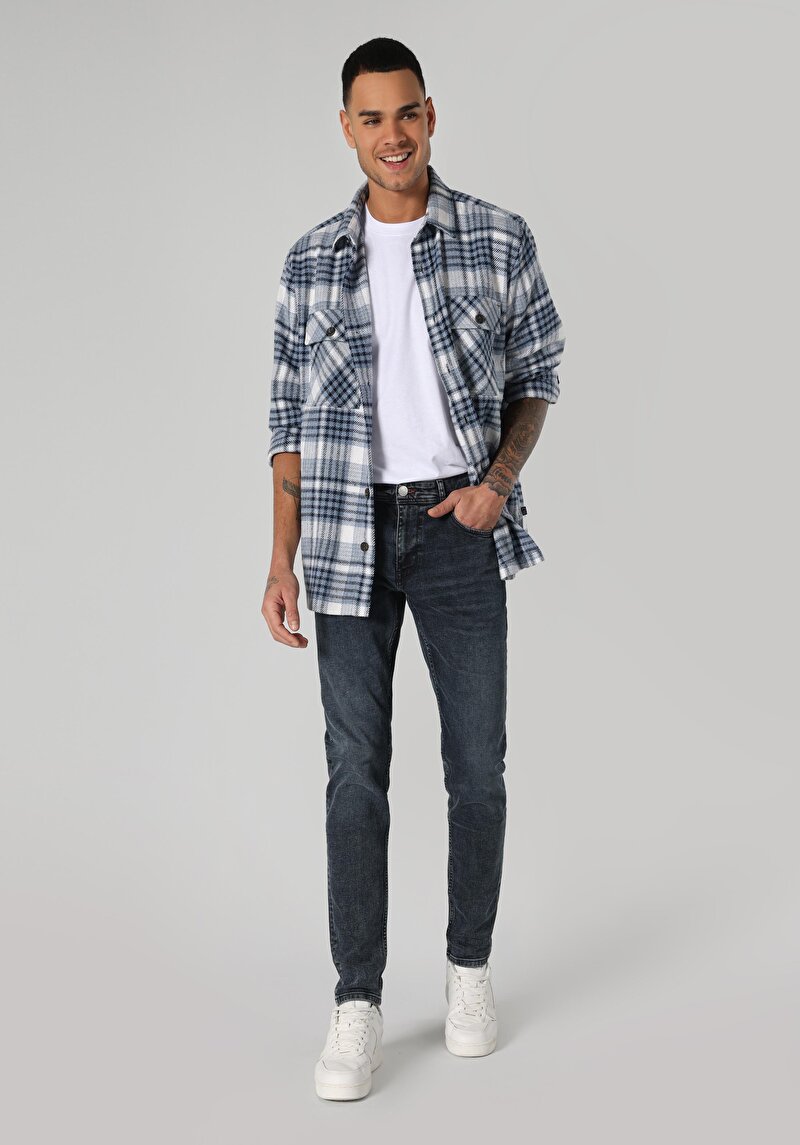 Imagine a Blugi Din Denim Pentru Bărbați Cu Talie Joasă Și Talie İngustă Slim Fit