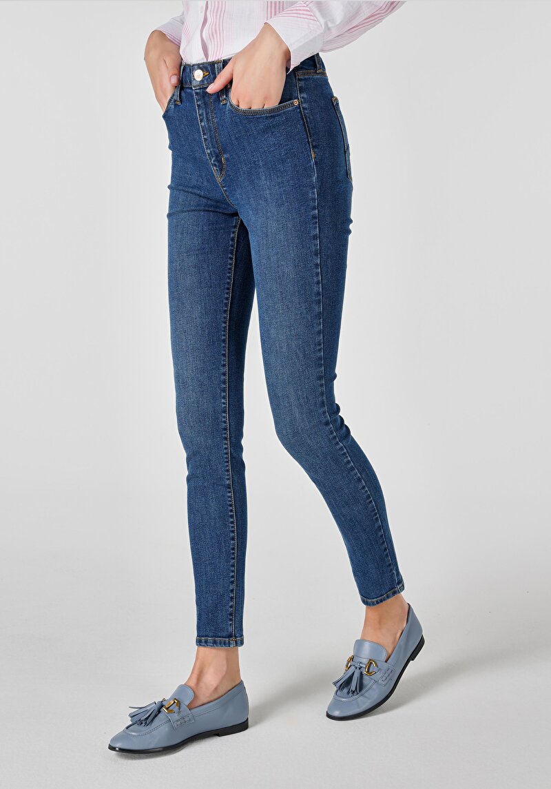 Afișați detalii pentru Super Slim Fit Talie Medie Super Slim Leg Blugi İndigo Pentru Femei