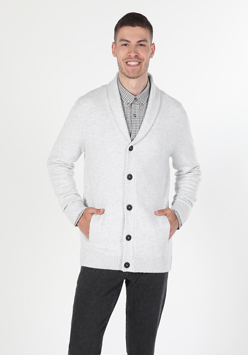 Imagine a Cardigan De Barbati Alb Slim Fit  Cl1059692